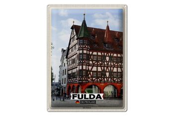 Panneau en étain villes Fulda, architecture de l'ancien hôtel de ville 30x40cm 1