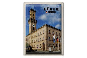 Panneau en étain pour villes, hôtel de ville de Fürth, drapeaux de la vieille ville, 30x40cm 1