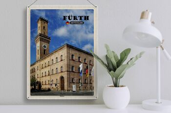 Panneau en étain pour villes, hôtel de ville de Fürth, drapeaux de la vieille ville, 30x40cm 3