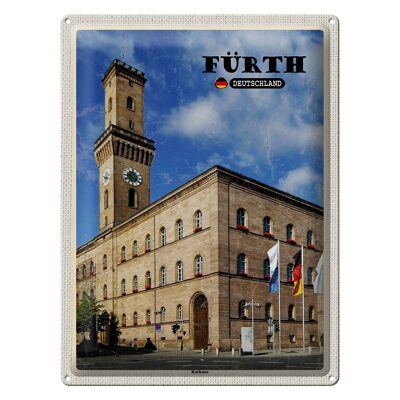 Cartel de chapa Ciudades Fürth Ayuntamiento Banderas del casco antiguo 30x40cm