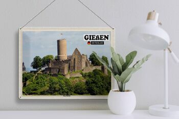 Plaque en tôle Villes Giessen Château Gleiberg Architecture 40x30cm 3