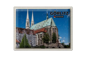 Plaque en tôle villes Görlitz Peterskirche city trip 40x30cm 1