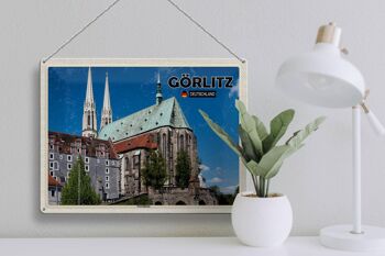 Plaque en tôle villes Görlitz Peterskirche city trip 40x30cm 3