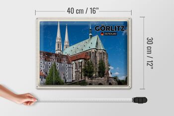Plaque en tôle villes Görlitz Peterskirche city trip 40x30cm 4