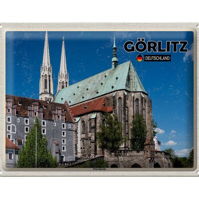 Plaque en tôle villes Görlitz Peterskirche city trip 40x30cm