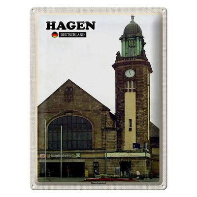 Cartel de chapa ciudades Hagen estación principal de tren 30x40cm