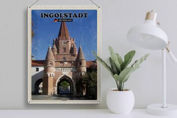 Plaque en étain villes Ingolstadt Kreuztor architecture 30x40cm 3