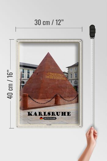 Plaque en tôle villes Karlsruhe architecture pyramidale 30x40cm 4