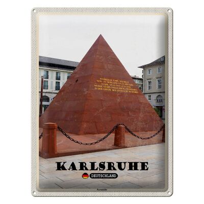 Targa in metallo città Karlsruhe architettura piramidale 30x40 cm