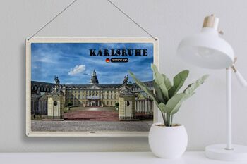 Plaque en tôle Villes Karlsruhe Fontaine du château 40x30cm 3