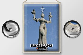 Plaque en tôle villes Konstanz Imperia sculpture 30x40cm 2