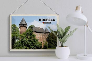 Plaque en tôle Villes Krefeld Burg Linn Castle 40x30cm 3