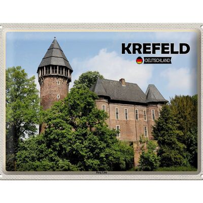 Cartel de chapa ciudades Krefeld Burg Linn Castle 40x30cm