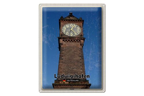 Blechschild Städte Ludwigshafen Pegeluhr Architektur 30x40cm