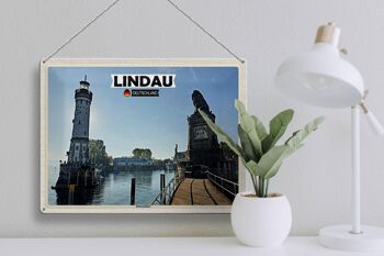 Panneau en étain villes Lindau, entrée du port, bâtiment fluvial, 40x30cm 3