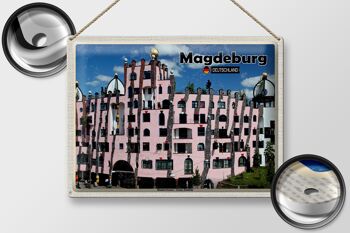 Plaque en tôle Villes Magdebourg Bâtiments Hundertwasser 40x30cm 2