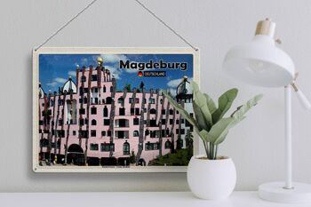 Plaque en tôle Villes Magdebourg Bâtiments Hundertwasser 40x30cm 3