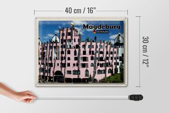 Plaque en tôle Villes Magdebourg Bâtiments Hundertwasser 40x30cm 4