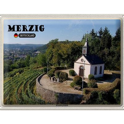 Cartel de chapa ciudades Merzig Kreuzberg capilla montaña 40x30cm