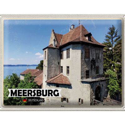 Targa in metallo città Architettura del castello di Meersburg 40x30 cm