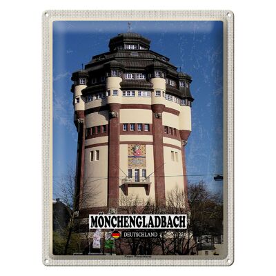 Targa in metallo città Mönchengladbach Nuova torre dell'acqua 30x40 cm