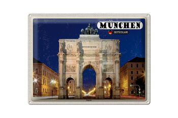 Plaque en tôle villes Munich Siegestor architecture 40x30cm 1