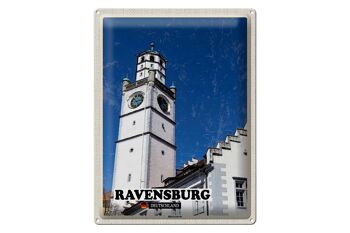 Plaque en tôle Villes Ravensburg Blaserturm Architecture 30x40cm 1