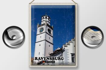 Plaque en tôle Villes Ravensburg Blaserturm Architecture 30x40cm 2