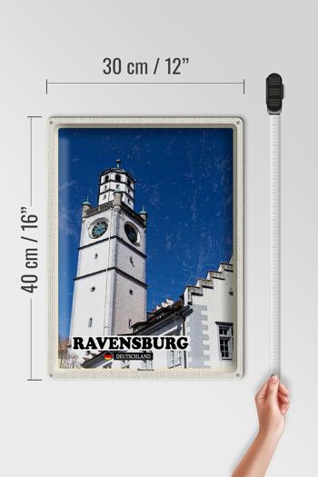 Plaque en tôle Villes Ravensburg Blaserturm Architecture 30x40cm 4
