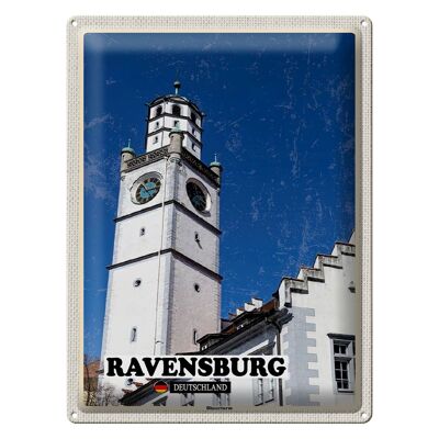 Blechschild Städte Ravensburg Blaserturm Architektur 30x40cm