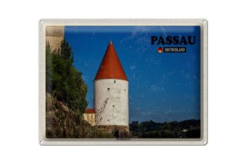 Plaque en tôle villes Passau Schaiblingsturm architecture 40x30cm 1