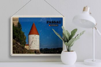 Plaque en tôle villes Passau Schaiblingsturm architecture 40x30cm 3
