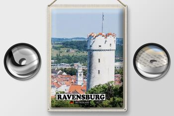 Plaque en tôle Villes Ravensburg Mehlsack Architecture 30x40cm 2