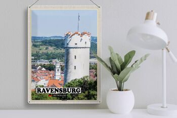 Plaque en tôle Villes Ravensburg Mehlsack Architecture 30x40cm 3