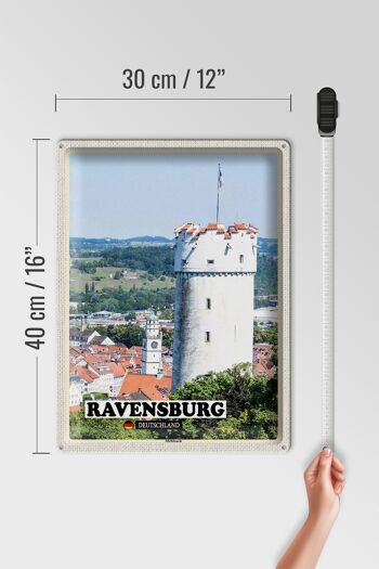 Plaque en tôle Villes Ravensburg Mehlsack Architecture 30x40cm 4