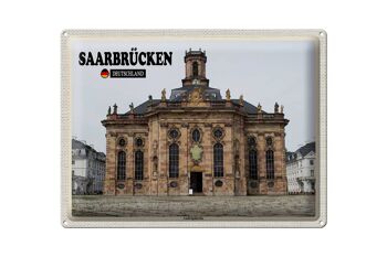 Plaque en tôle Villes Saarbrücken Ludwigskirche 40x30cm 1