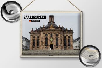 Plaque en tôle Villes Saarbrücken Ludwigskirche 40x30cm 2