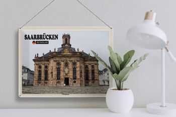 Plaque en tôle Villes Saarbrücken Ludwigskirche 40x30cm 3