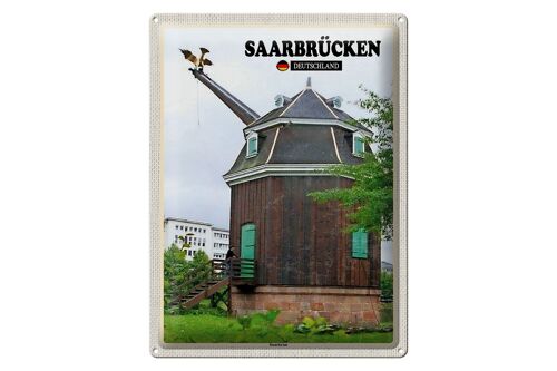 Blechschild Städte Saarbrücken Saarkran Wanddeko 30x40cm