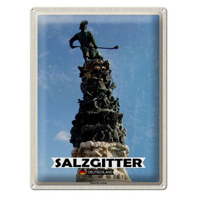 Cartel de chapa ciudades Salzgitter Torre del Trabajo 30x40cm