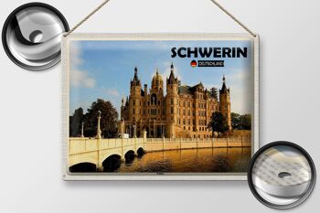 Signe en étain villes château de Schwerin Architecture 40x30cm 2
