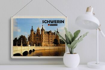 Signe en étain villes château de Schwerin Architecture 40x30cm 3