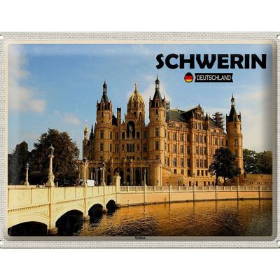 Targa in metallo Città Architettura del castello di Schwerin 40x30 cm