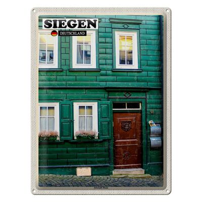 Cartel de chapa ciudades Siegen arquitectura de la antigua casa de la ciudad 30x40cm