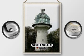 Panneau en étain villes Solingen, architecture du phare, 30x40cm 2
