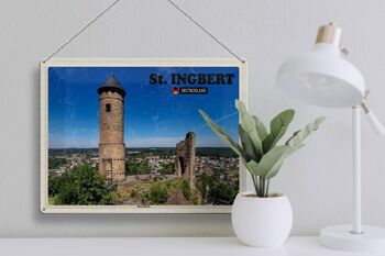 Panneau en étain villes St. Visite de la ville d'Ingbert Burg Kirkel 40x30cm 3