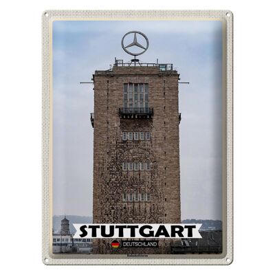 Plaque en étain villes Stuttgart gare tour architecture 30x40cm