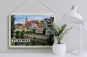 Plaque en tôle Villes Tübingen Neckarfront River Buildings 40x30cm 3