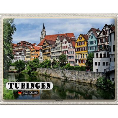 Metal sign cities Tübingen Neckarfront river building 40x30cm