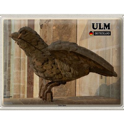 Cartel de chapa ciudades Ulm Ulmer escultura gorrión 40x30cm